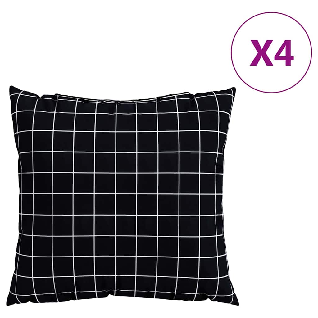 Cuscini Scatter 4 pz Tessuto in Poliestere Quadro Nero