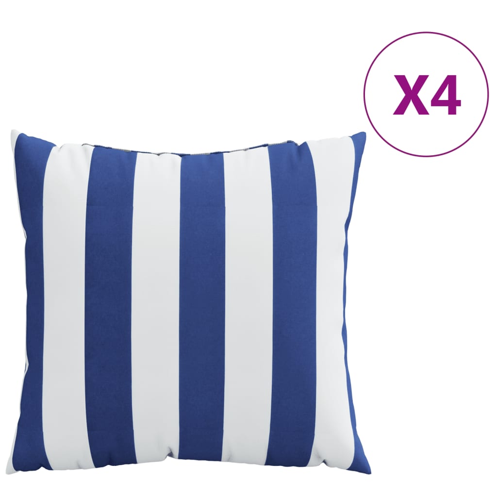Cuscini Decorativi 4pz Strisce Blu e Bianco 60x60 cm Tessuto
