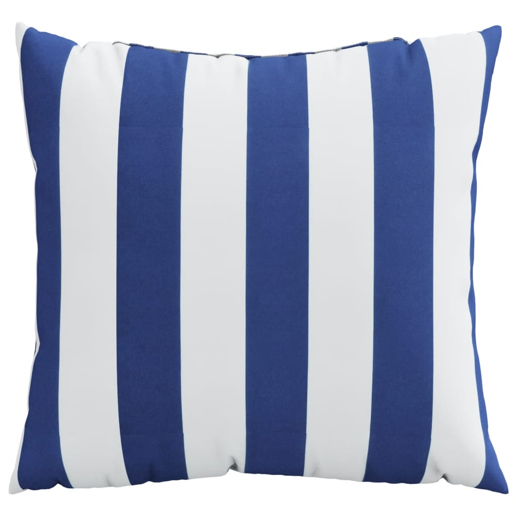 Cuscini Decorativi 4pz Strisce Blu e Bianco 60x60 cm Tessuto
