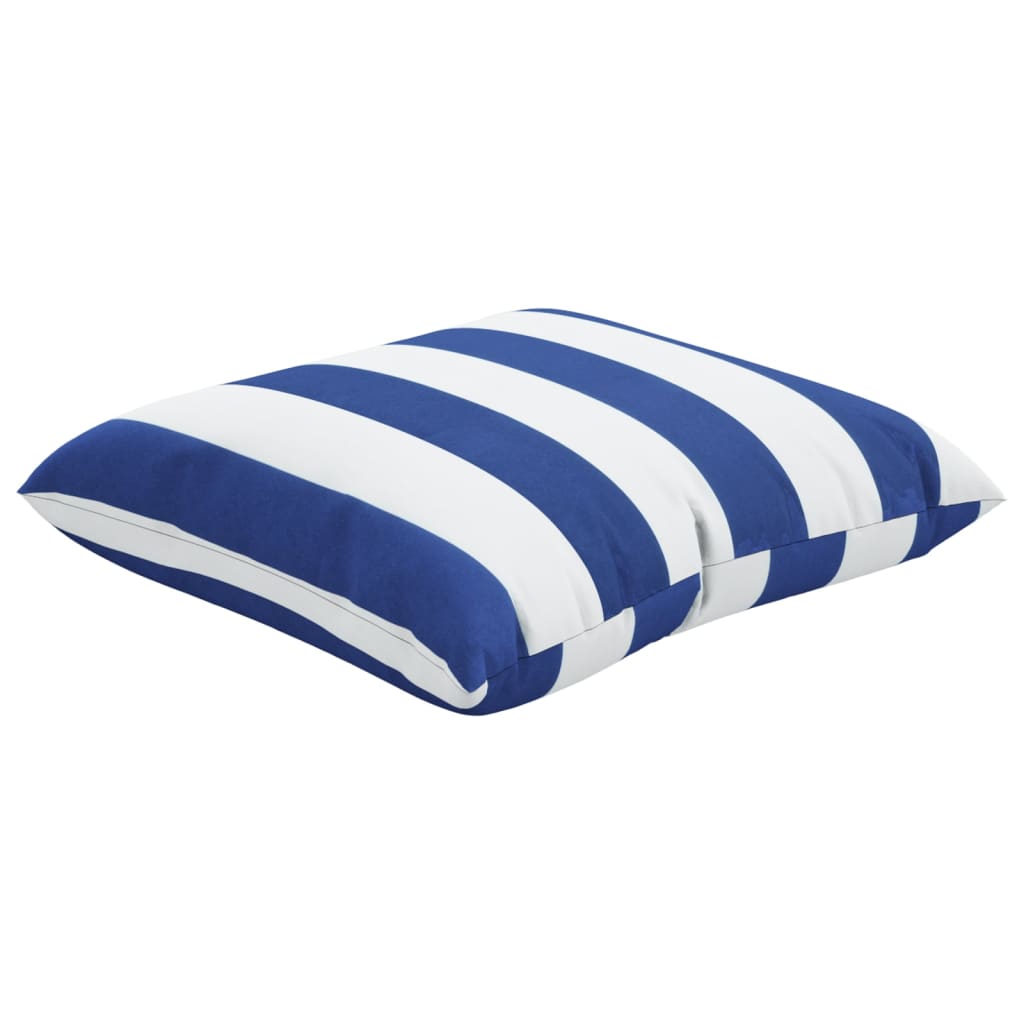 Cuscini Decorativi 4pz Strisce Blu e Bianco 60x60 cm Tessuto