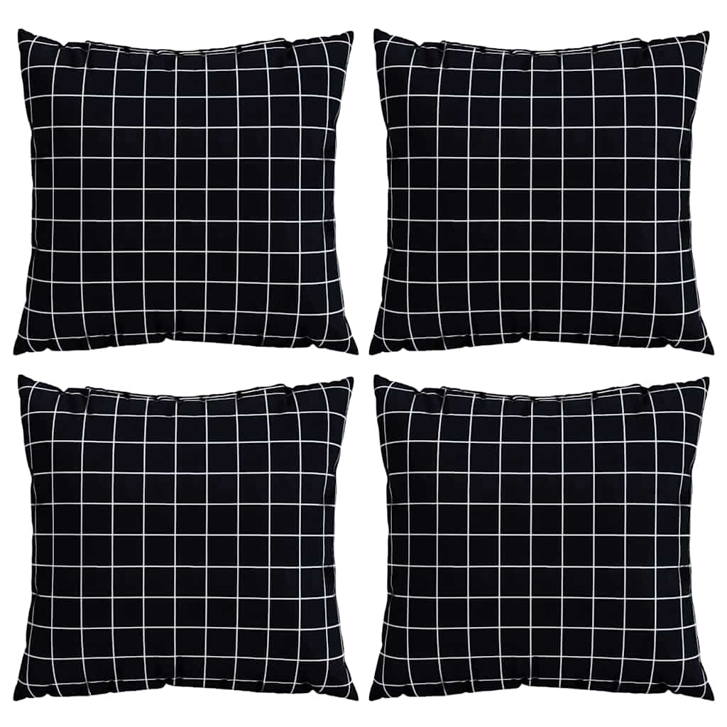 Cuscini Scatter 4 pz Tessuto in Poliestere Quadro Nero