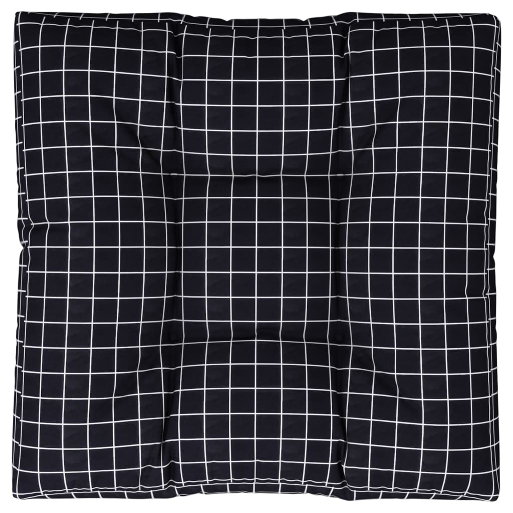 Cuscino per Pallet Motivo a Quadri Nero 70x70x12 cm in Tessuto