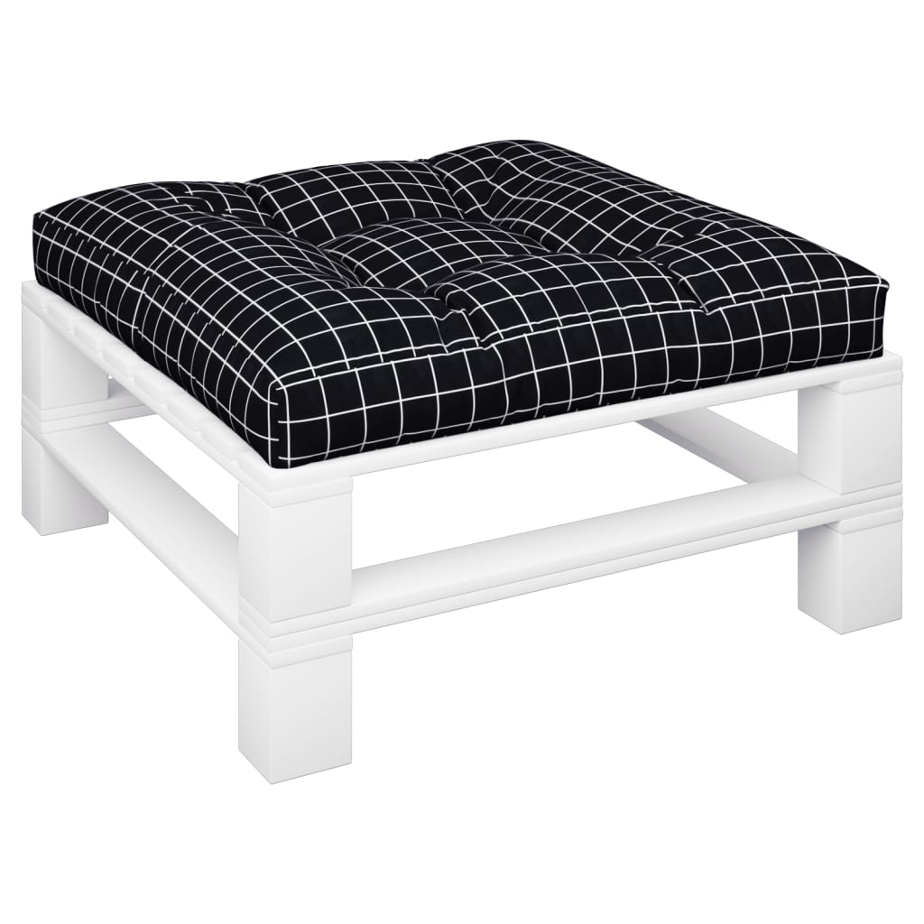 Cuscino per Pallet Motivo a Quadri Nero 70x70x12 cm in Tessuto