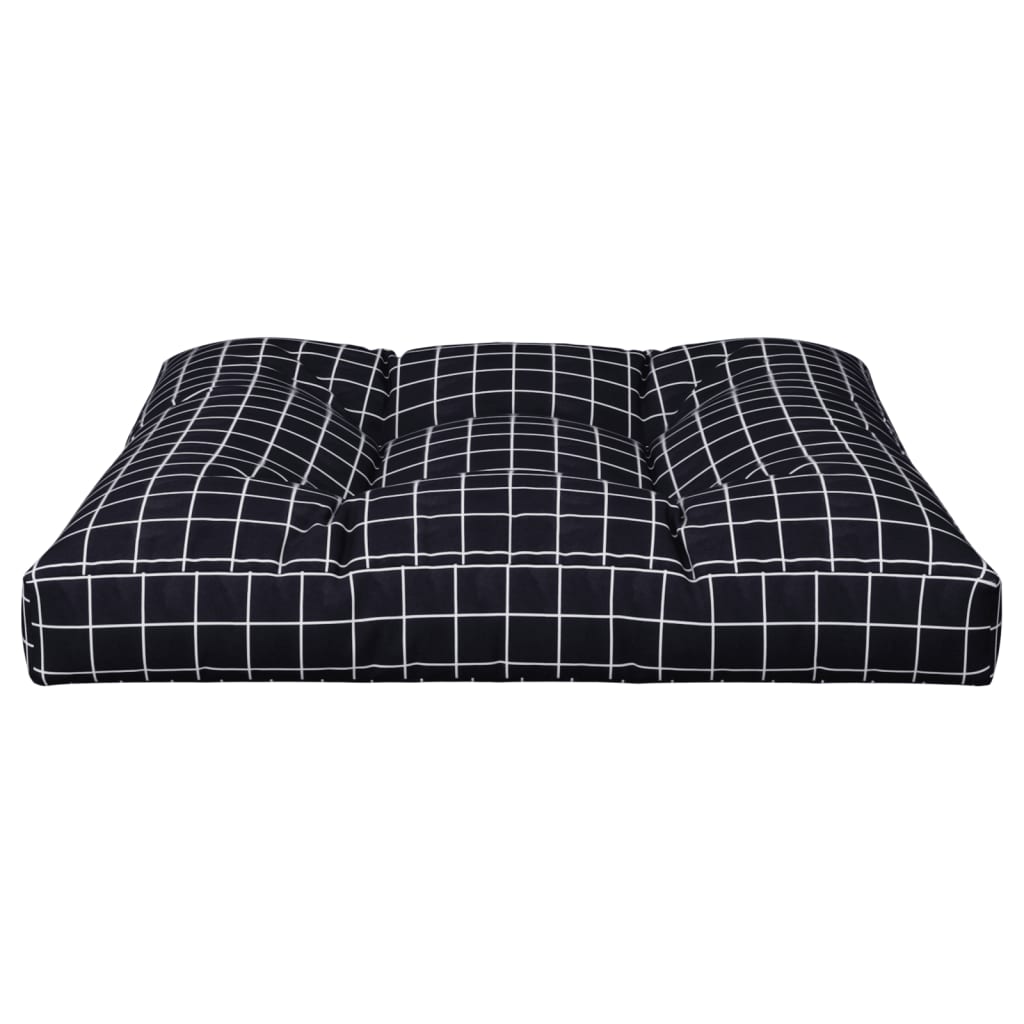 Cuscino per Pallet Motivo a Quadri Nero 70x70x12 cm in Tessuto