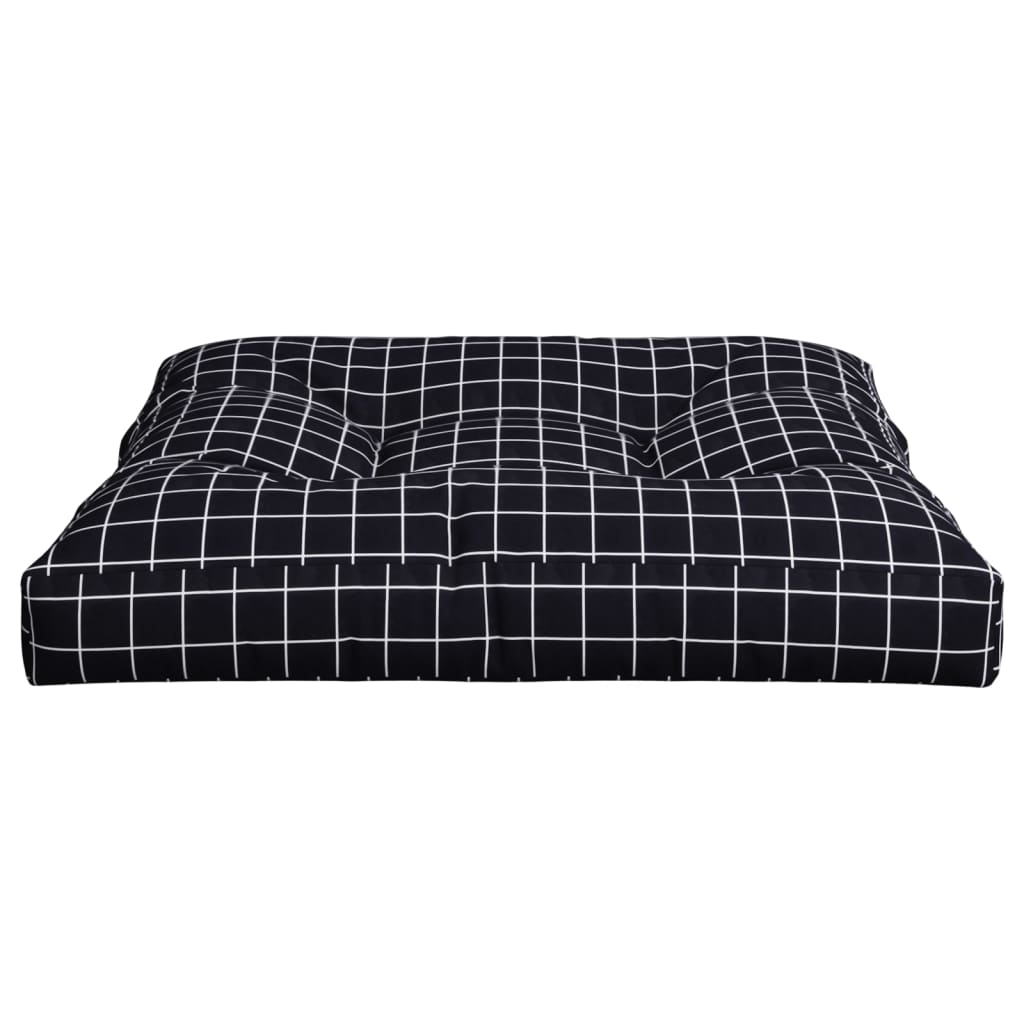 Cuscino per Pallet Motivo a Quadri Nero 70x70x12 cm in Tessuto