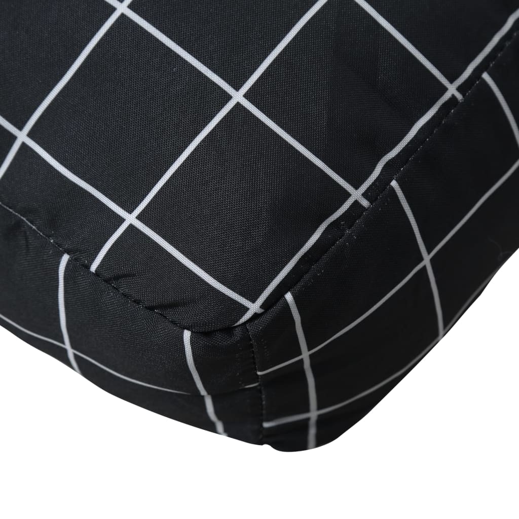 Cuscino per Pallet Motivo a Quadri Nero 70x70x12 cm in Tessuto