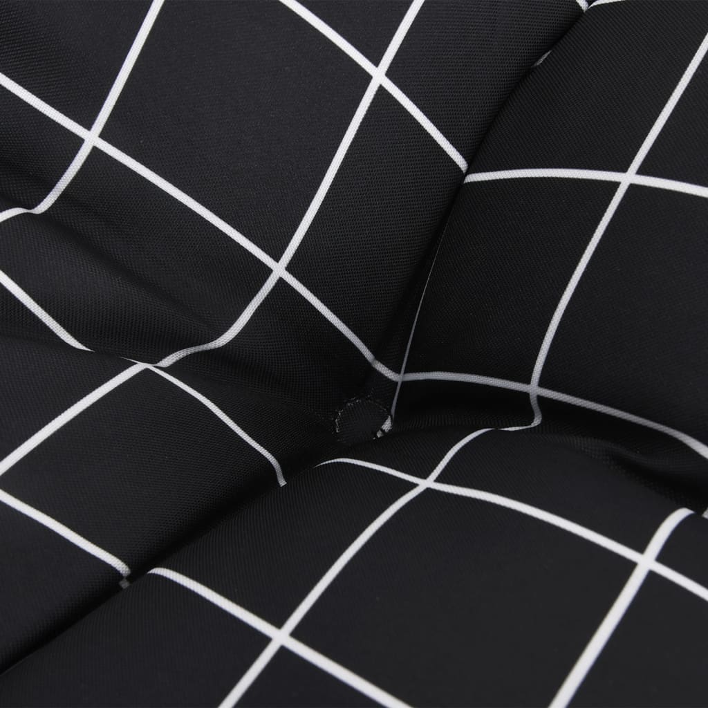 Cuscino per Pallet Motivo a Quadri Nero 70x70x12 cm in Tessuto
