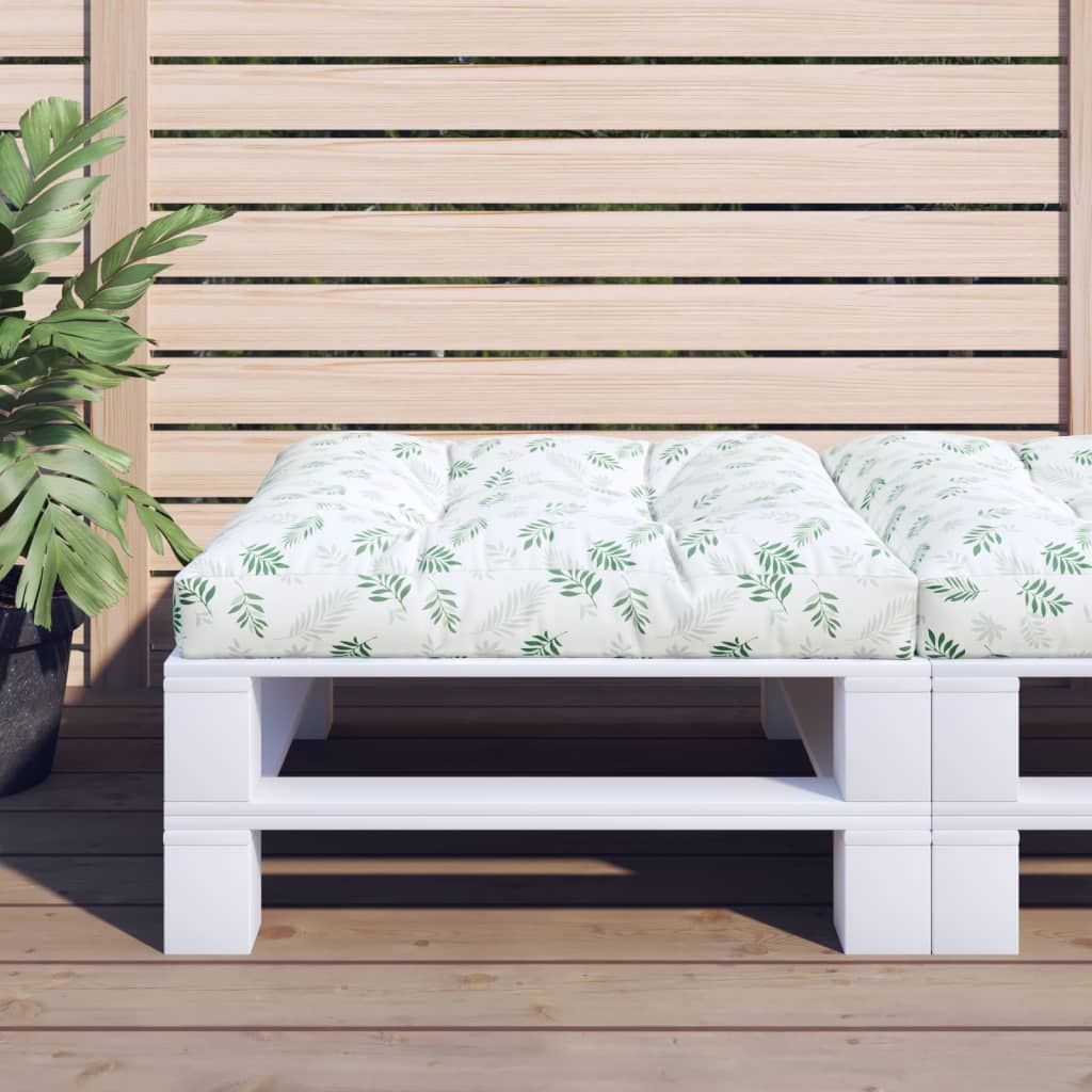 Cuscino per Pallet con Motivo a Foglie 70x70x12 cm in Tessuto