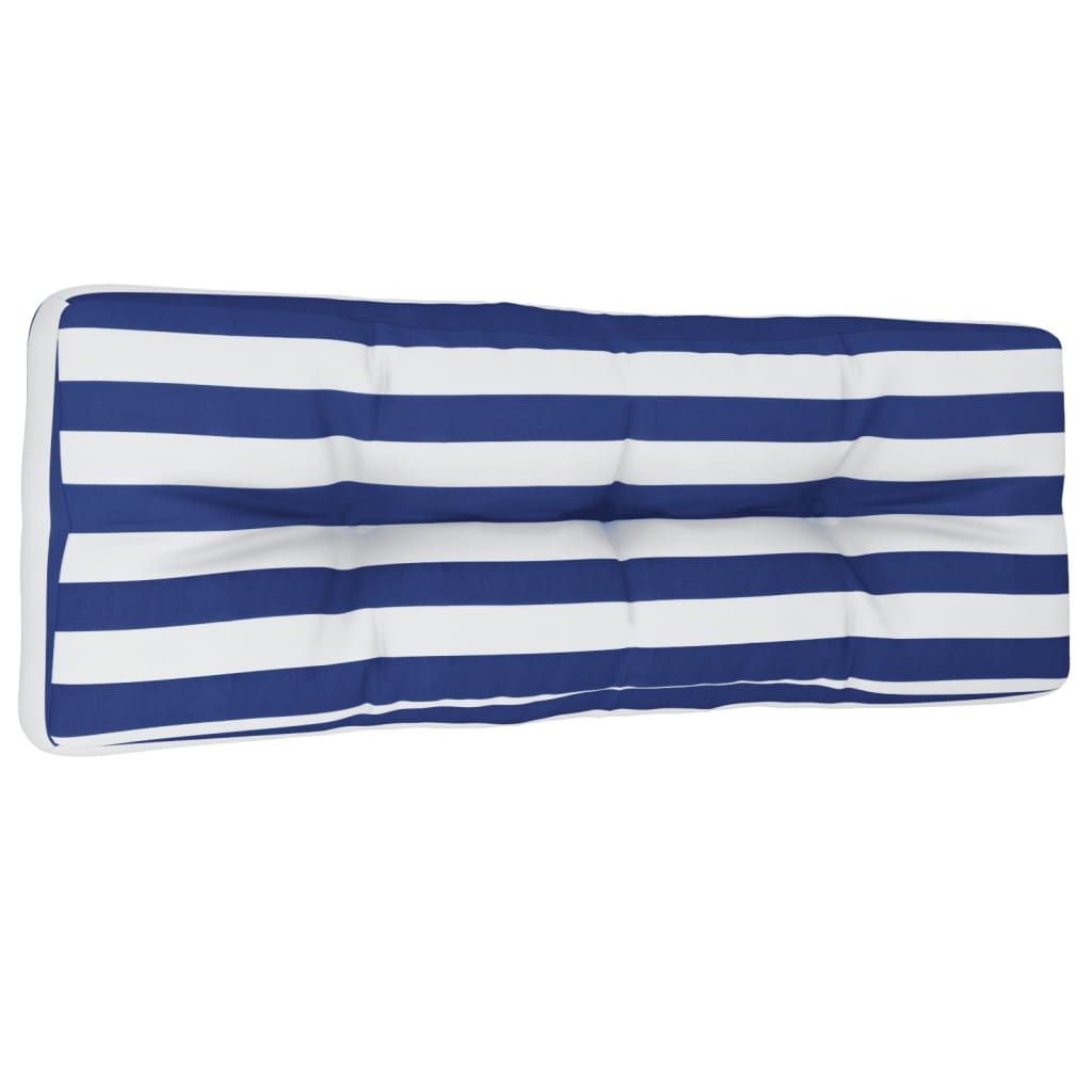 Cuscino per Pallet Strisce Bianche e Blu 120x40x12cm Tessuto
