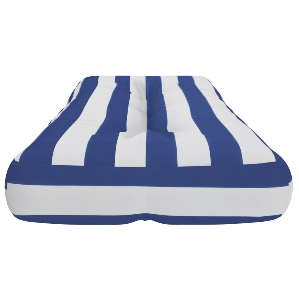 Cuscino per Pallet Strisce Bianche e Blu 120x40x12cm Tessuto