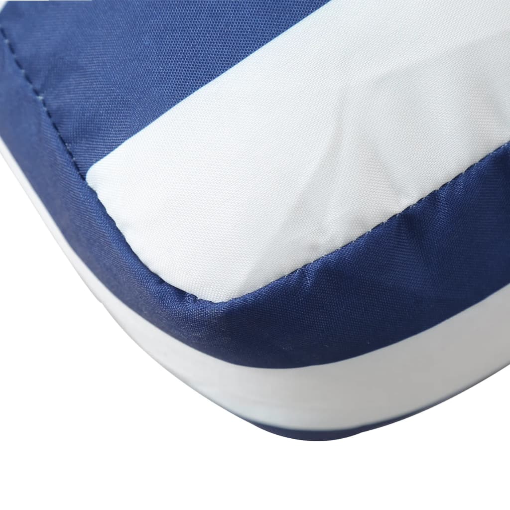 Cuscino per Pallet Strisce Bianche e Blu 120x40x12cm Tessuto