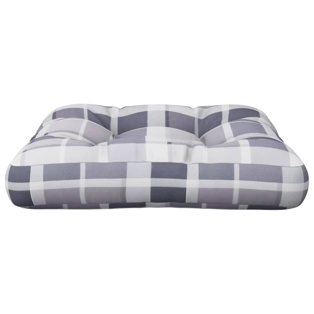 Cuscino per Pallet a Quadri Grigio 58x58x10 cm in Tessuto