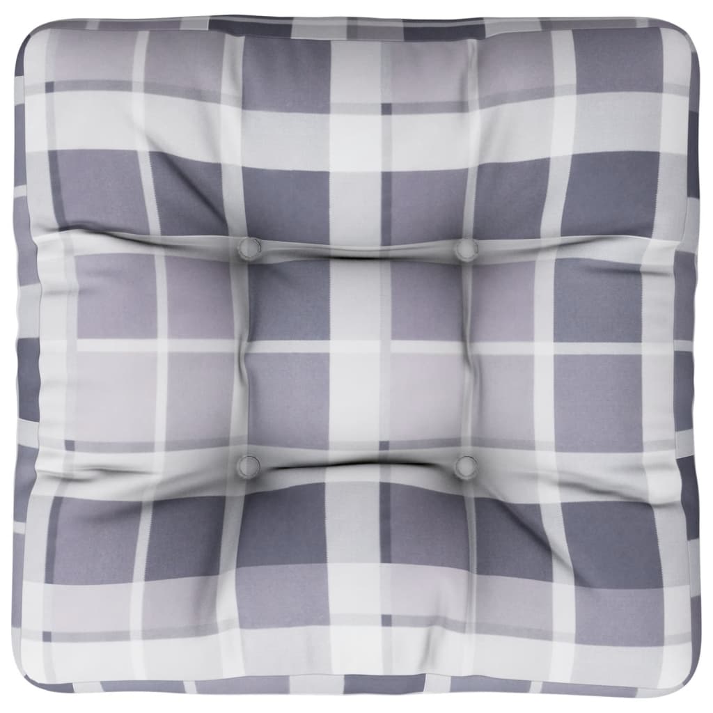 Cuscino per Pallet a Quadri Grigio 58x58x10 cm in Tessuto