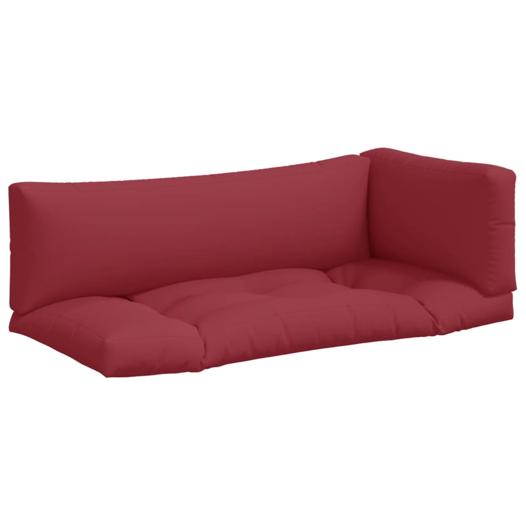 Cuscini per Pallet 3 pz Rosso Vino in Tessuto