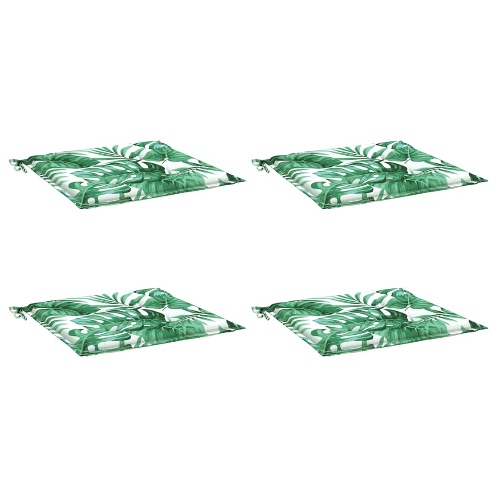 Cuscini per Sedia 4 pz Motivo a Foglie 40x40x3 cm Tessuto