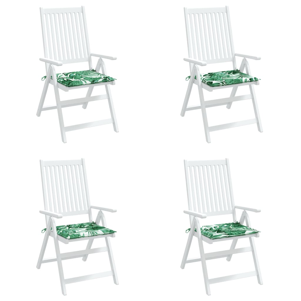 Cuscini per Sedia 4 pz Motivo a Foglie 40x40x3 cm Tessuto