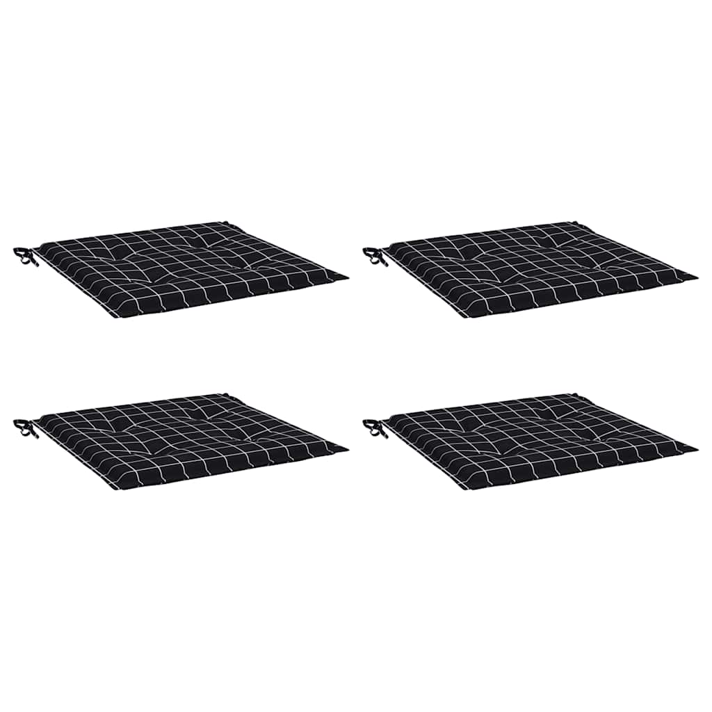 Cuscini Sedia 4 pz Motivo a Quadri Nero 40x40x3 cm in Tessuto
