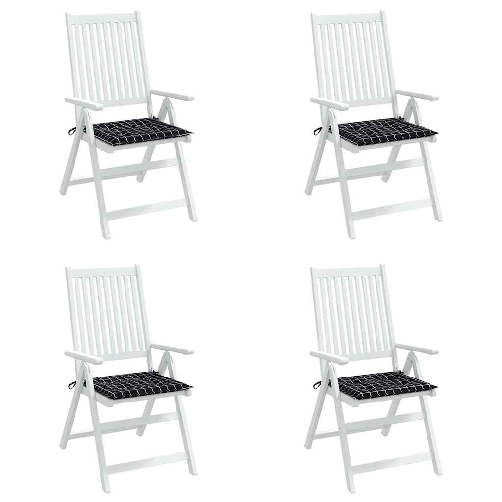 Cuscini Sedia 4 pz Motivo a Quadri Nero 40x40x3 cm in Tessuto