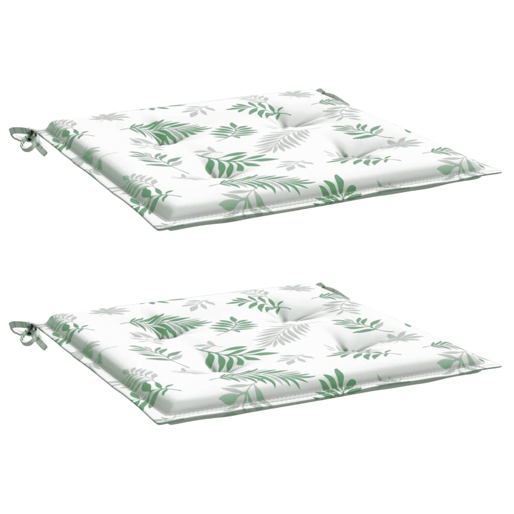 Cuscini per Sedia 2 pz Motivo a Foglie 40x40x3 cm Tessuto