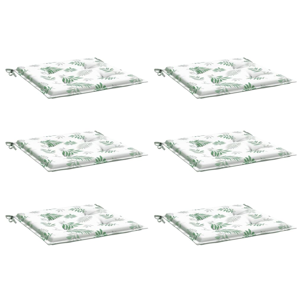 Cuscini per Sedia 6 pz Motivo a Foglie 40x40x3 cm Tessuto