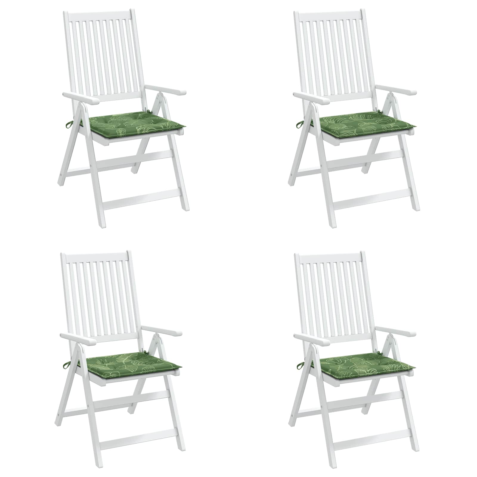 Cuscini per sedie 4 pz Tessuto Oxford Verde e Bianco
