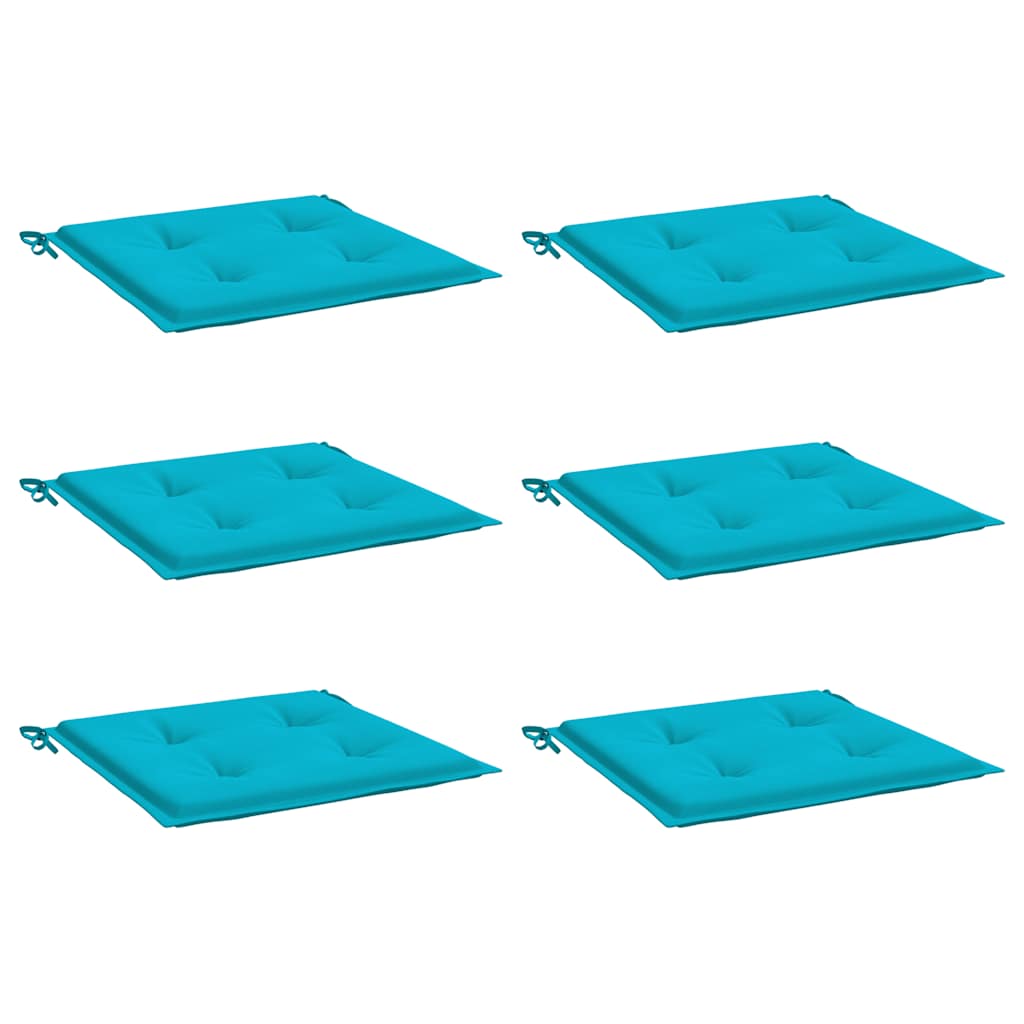 Cuscini per Sedia 6 pz Turchese 50x50x3 cm in Tessuto