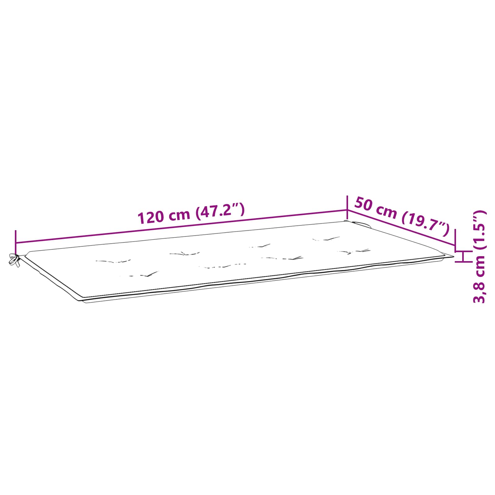 Cuscino per Sedia Tessuto Oxford Rosa 120 x 50 x 3 cm