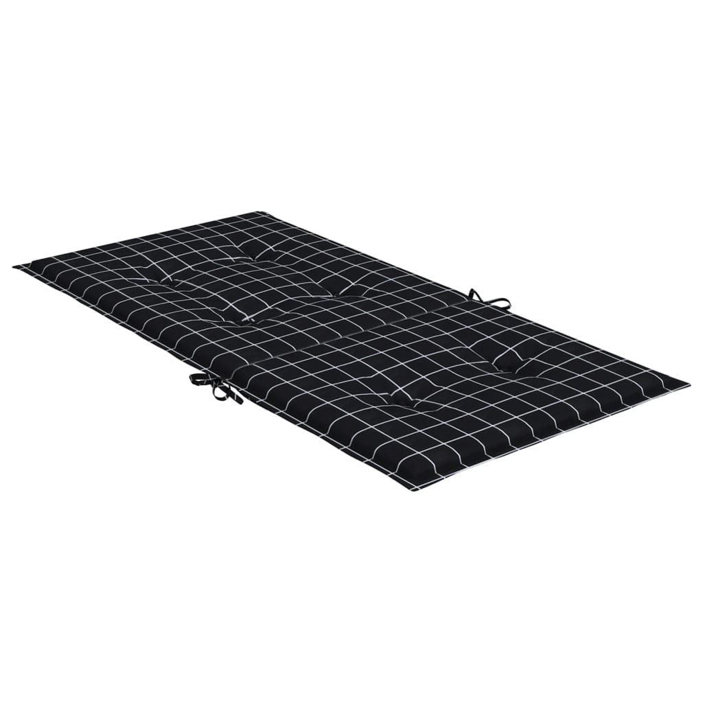 Cuscini Sedia Schienale Basso 6 pz Motivo a Quadri Nero Tessuto