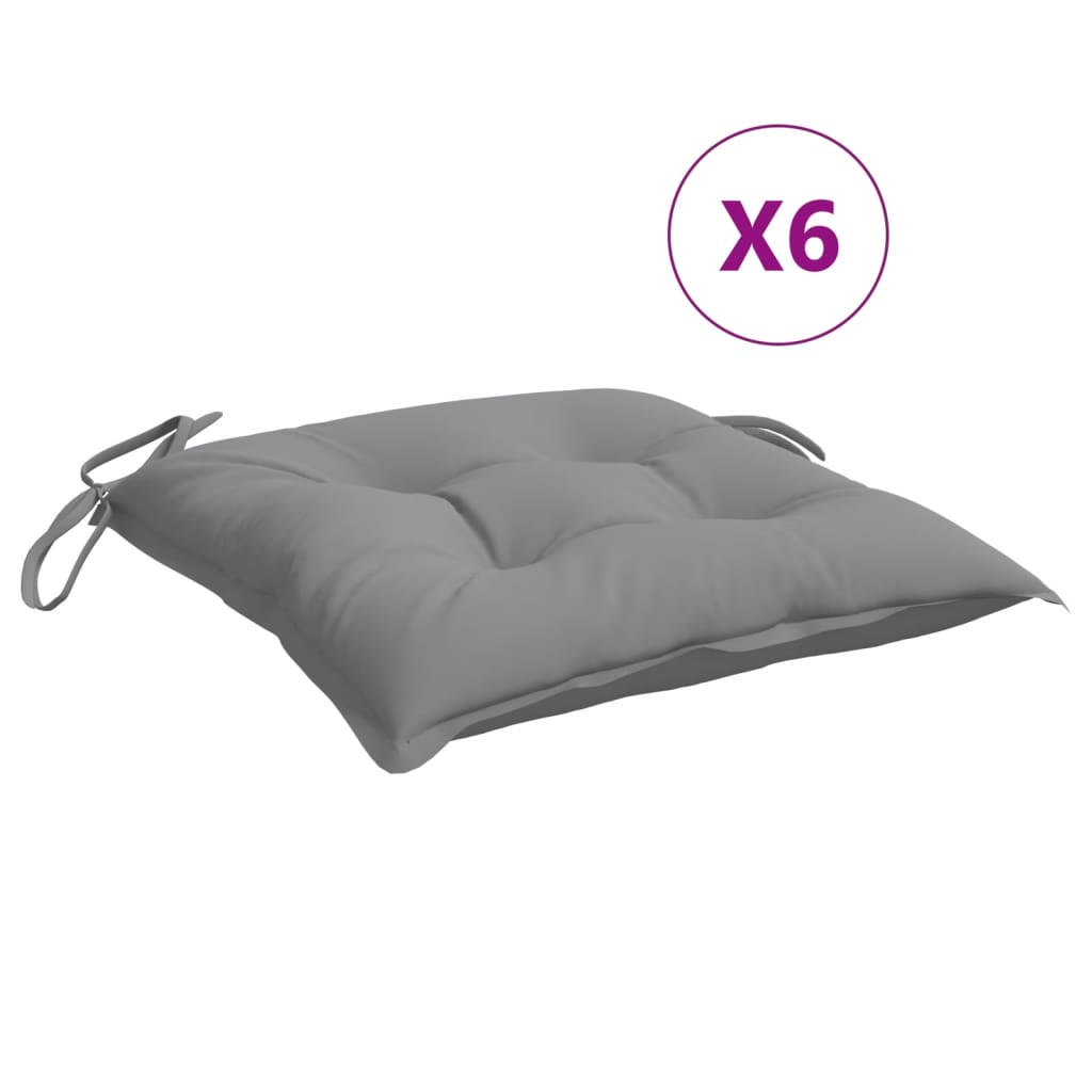 Cuscini per Sedia 6 pz Grigi 50x50x7 cm Tessuto Oxford