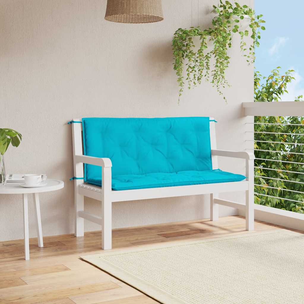 Cuscini per Panca da Giardino 2 pz Turchese 120x50x7 cm Tessuto