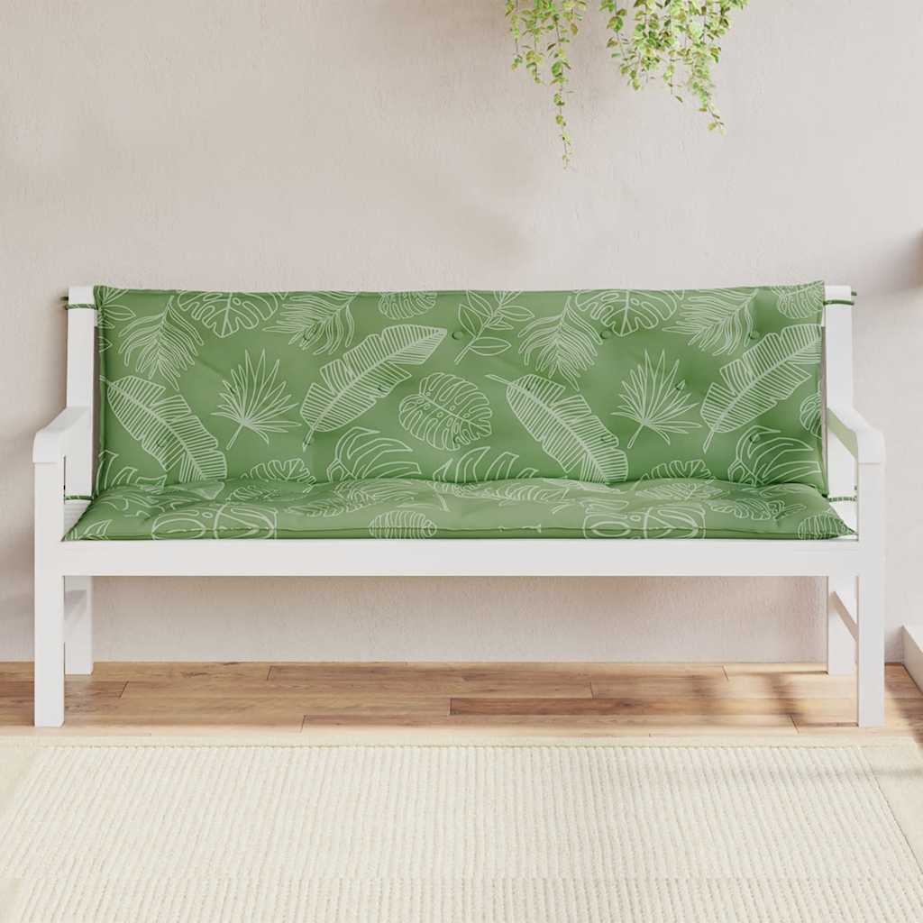 Cuscini Panca Giardino 2 pz Motivo a Foglie 150x50x7 cm Tessuto