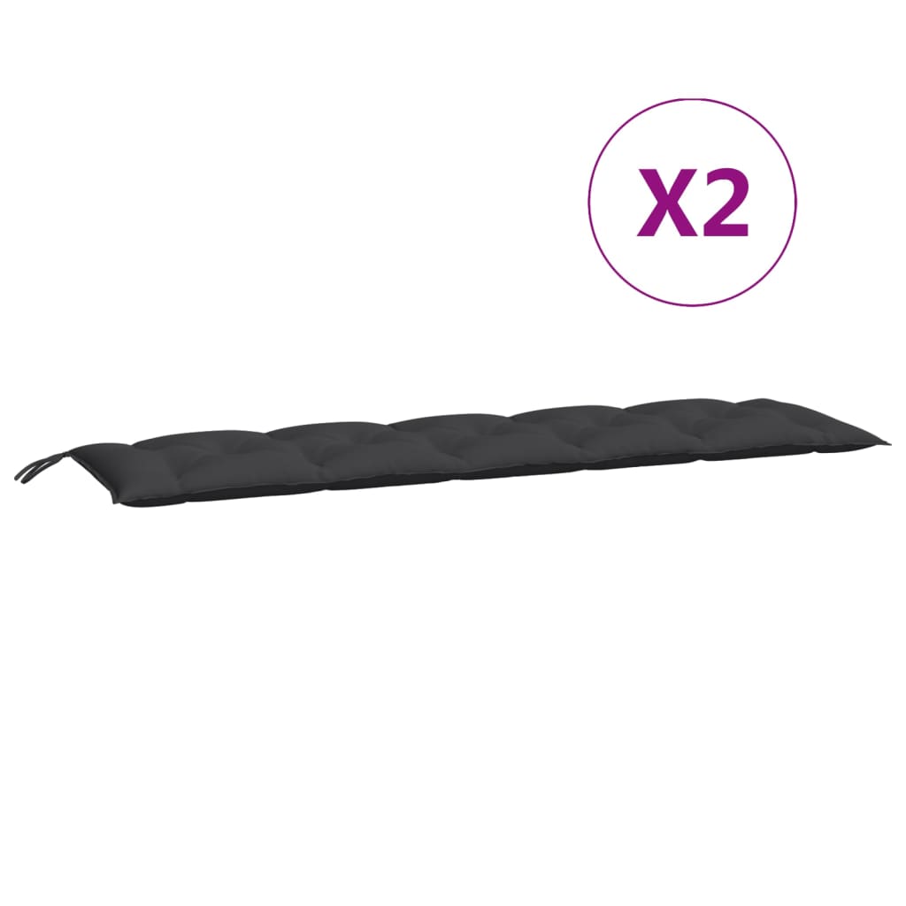 Cuscini Panca da Giardino 2pz Neri 180x50x7cm Tessuto Oxford