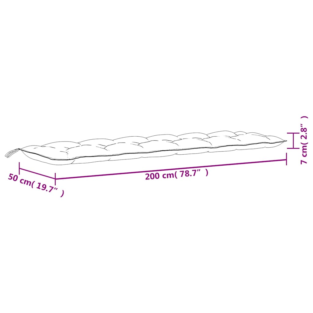 Cuscini Panca da Giardino 2pz Multicolore 200x50x7cm in Tessuto