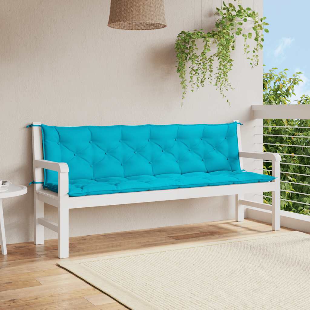 Cuscini per Panca da Giardino 2 pz Turchese 200x50x7 cm Tessuto
