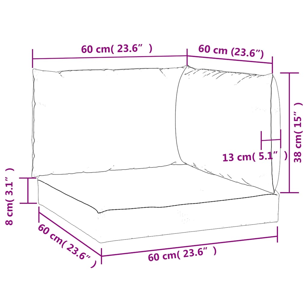 Cuscini per Pallet 3 pz Turchese in Tessuto Oxford