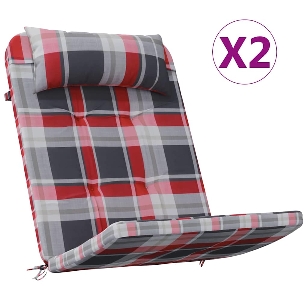 Cuscini per sedie 2 pz Tessuto Oxford Quadro Rosso