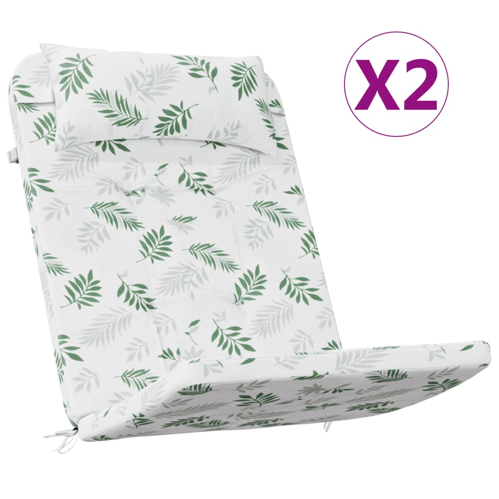 Cuscini Sedia Adirondack 2 pz Motivo a Foglie in Tessuto Oxford