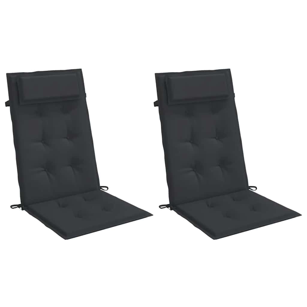 Cuscini per Sedia con Schienale Alto 2pz Nero in Tessuto Oxford