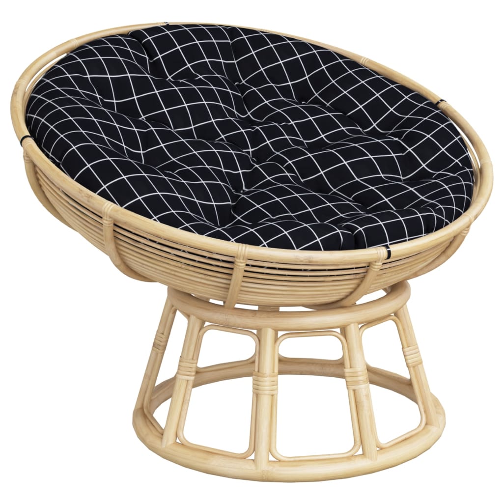 Cuscino Rotondo Nero Motivo a Quadri Ø 100x11 cm Tessuto Oxford
