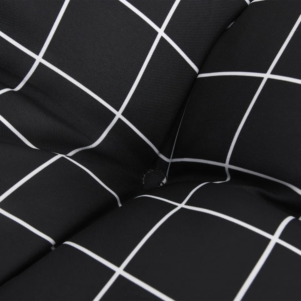 Cuscino Rotondo Nero Motivo a Quadri Ø 100x11 cm Tessuto Oxford