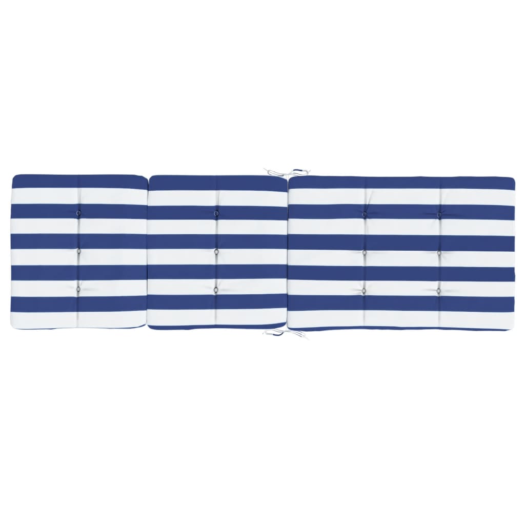 Cuscini Sedia a Sdraio 2pz Strisce Bianche e Blu Tessuto Oxford