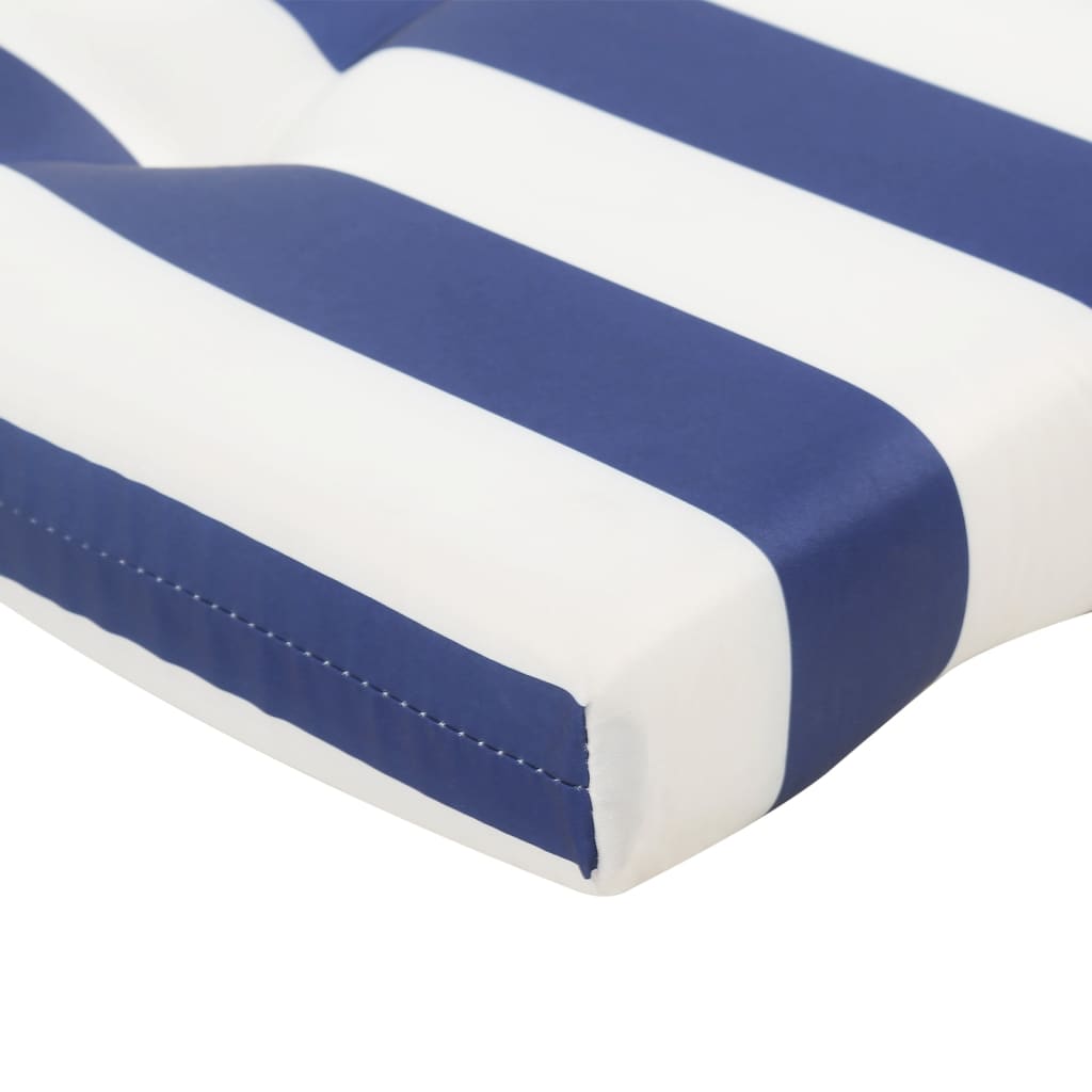 Cuscini Sedia a Sdraio 2pz Strisce Bianche e Blu Tessuto Oxford