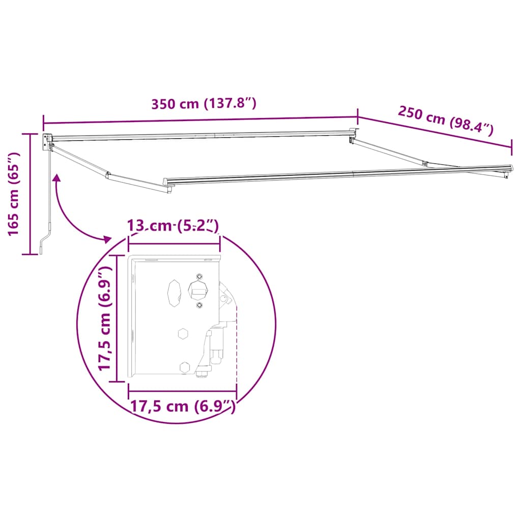 Telaio per tende da sole retrattile Bianco 350 x 250 cm