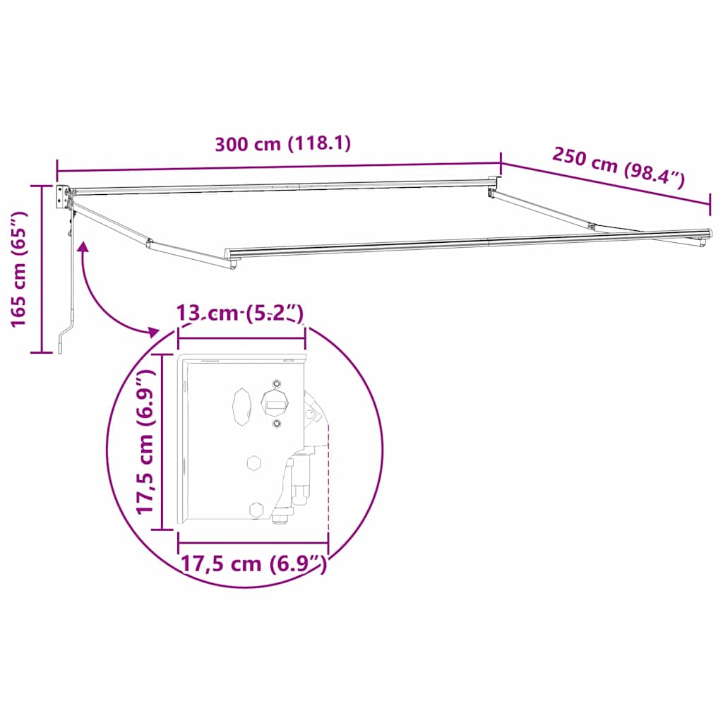 Telaio per tende da sole retrattile Bianco 300 x 250 cm