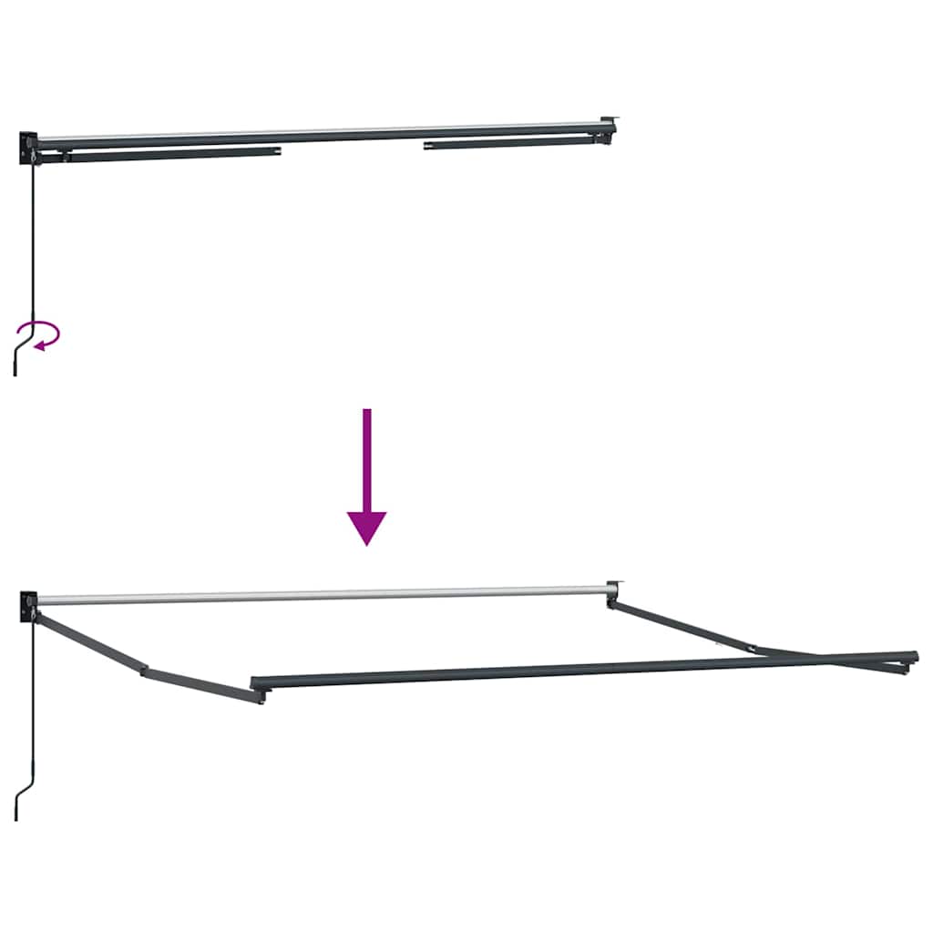 Manual Awning Frame 3 x 2,5 m Antracite Powder-Coated Aluminium
