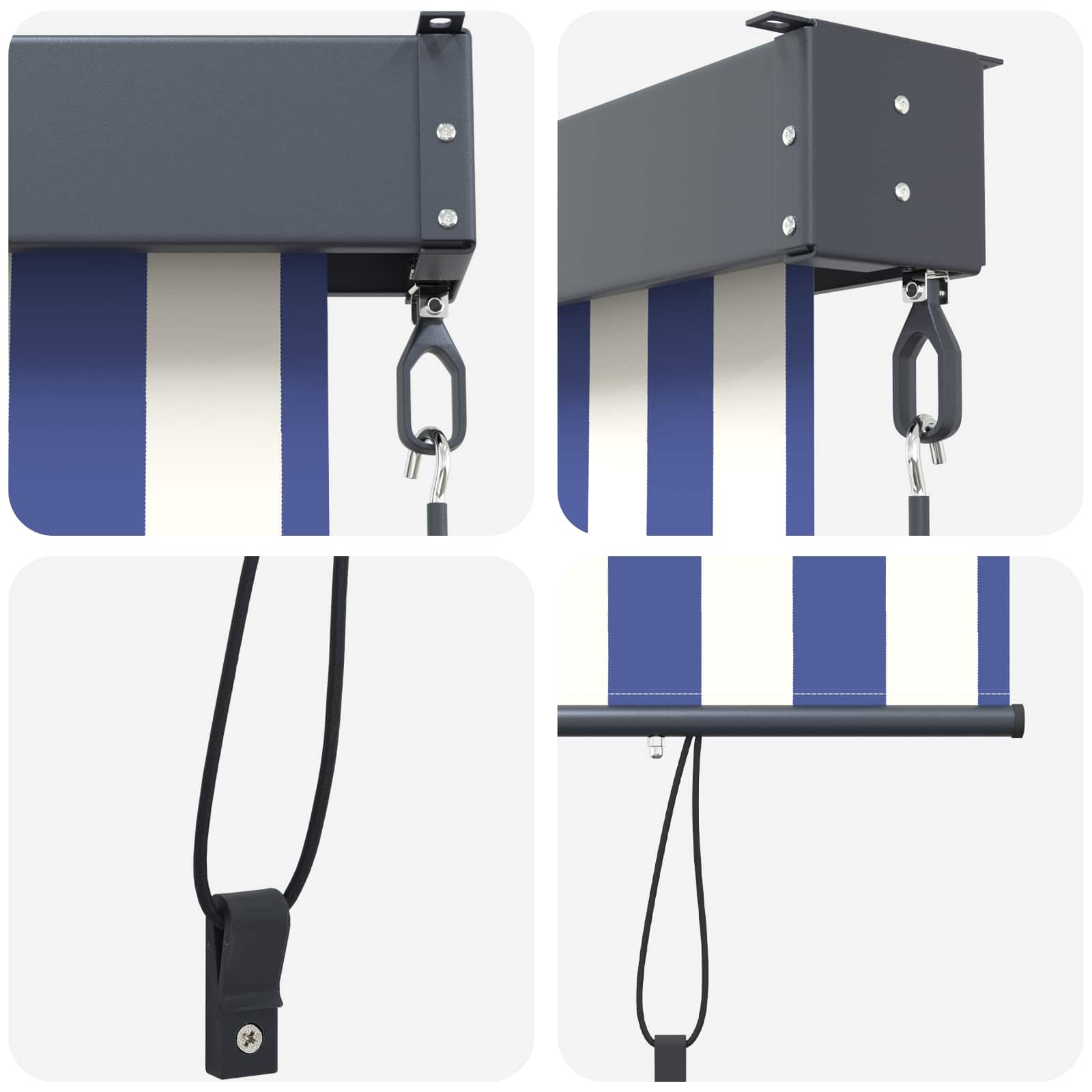 Tenda a rullo Blu e Bianco 180 x 250 cm Tessuto e Alluminio