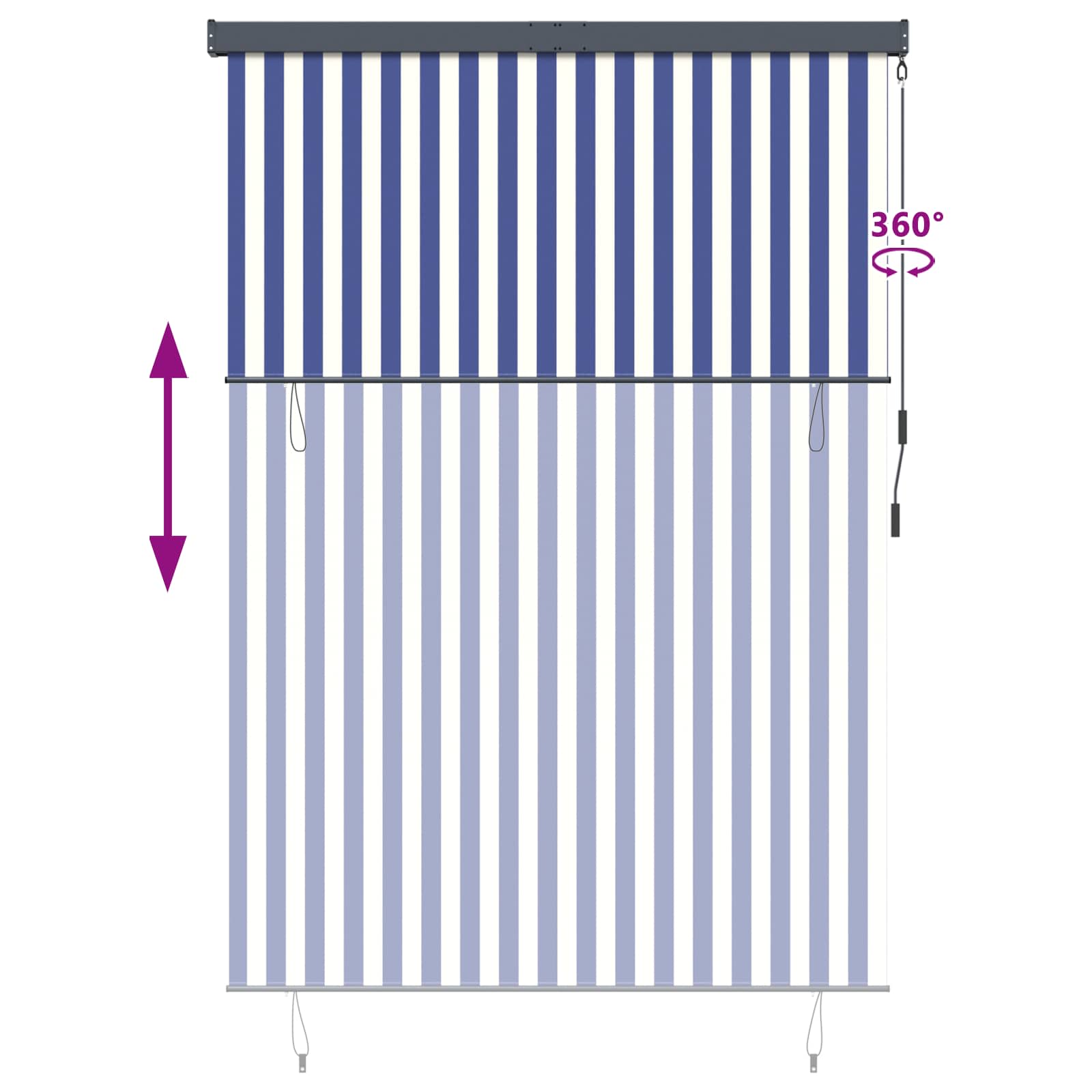 Tenda a rullo Blu e Bianco 180 x 250 cm Tessuto e Alluminio