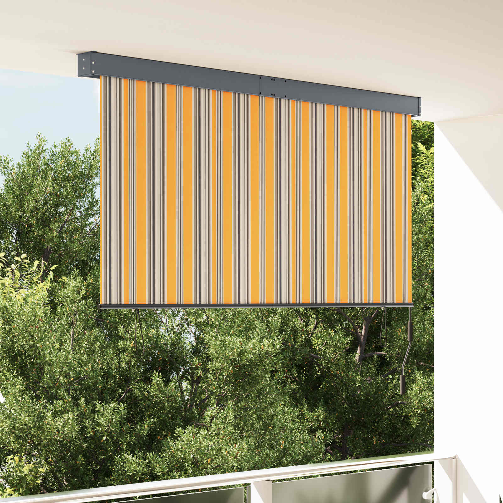 Tenda a rullo Giallo e Blu 180 x 250 cm Tessuto e Alluminio