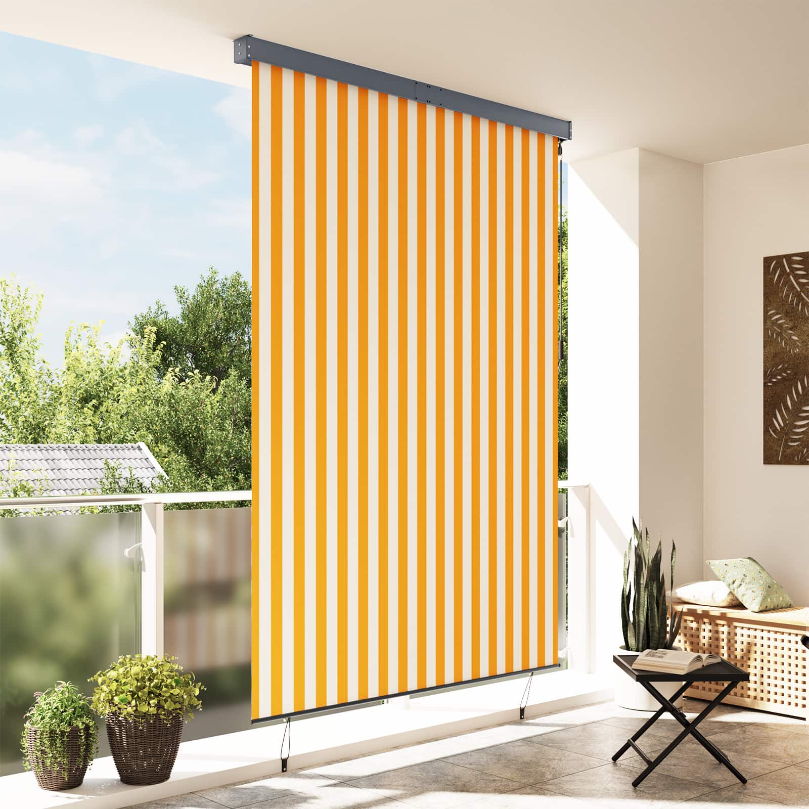 Tenda a rullo Bianco e Arancione 180 x 250 cm