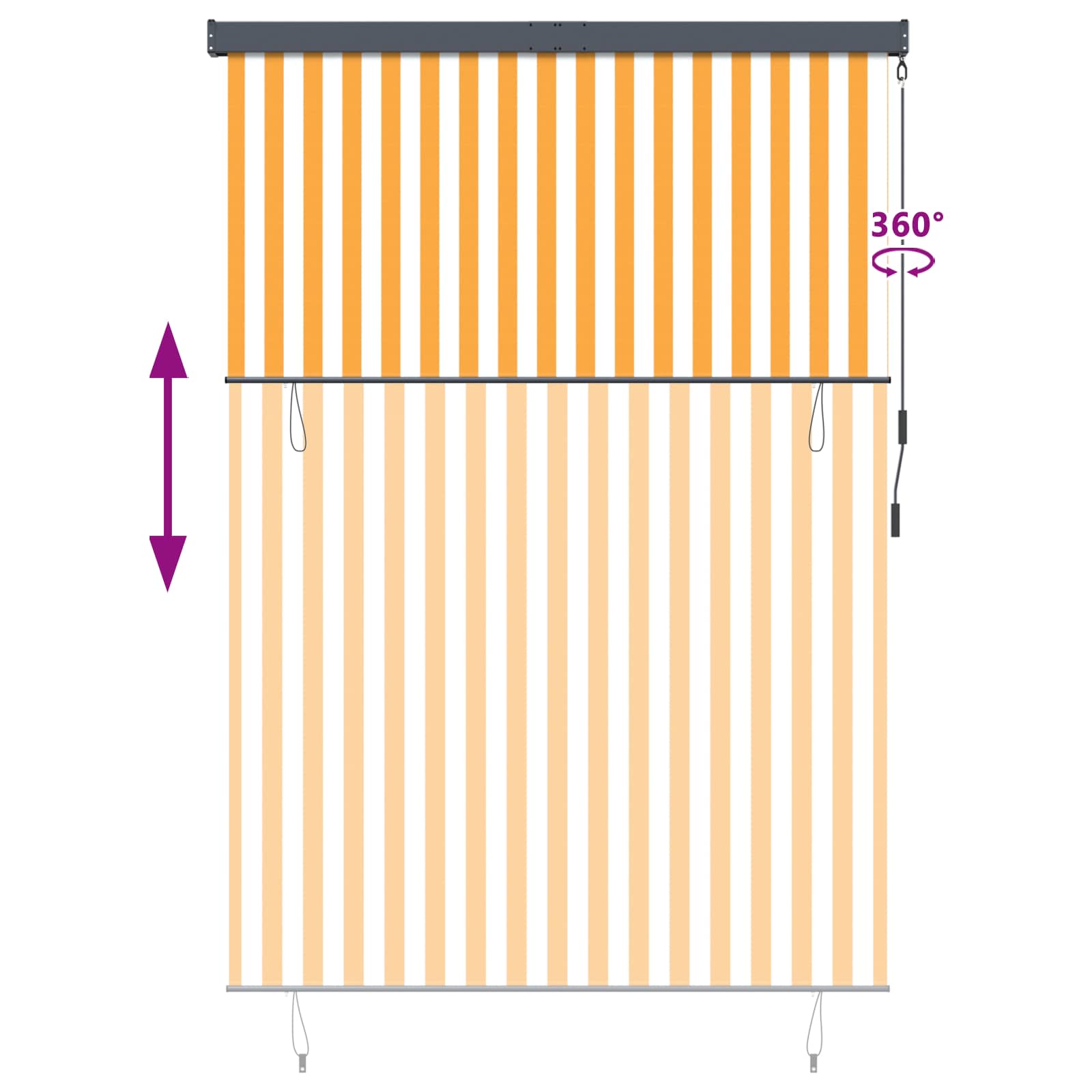 Tenda a rullo Bianco e Arancione 180 x 250 cm
